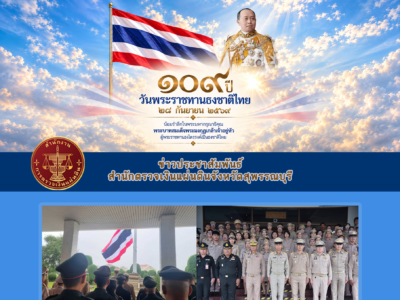 28 ก.ย. 2569 กิจกรรมเนื่องในวันพระราชทานธงชาติไทย (Thai National Flag Day) ประจำปี 2569 ณ บริเวณถนนด้านหน้าศาลากลางจังหวัดสุพรรณบุรี
